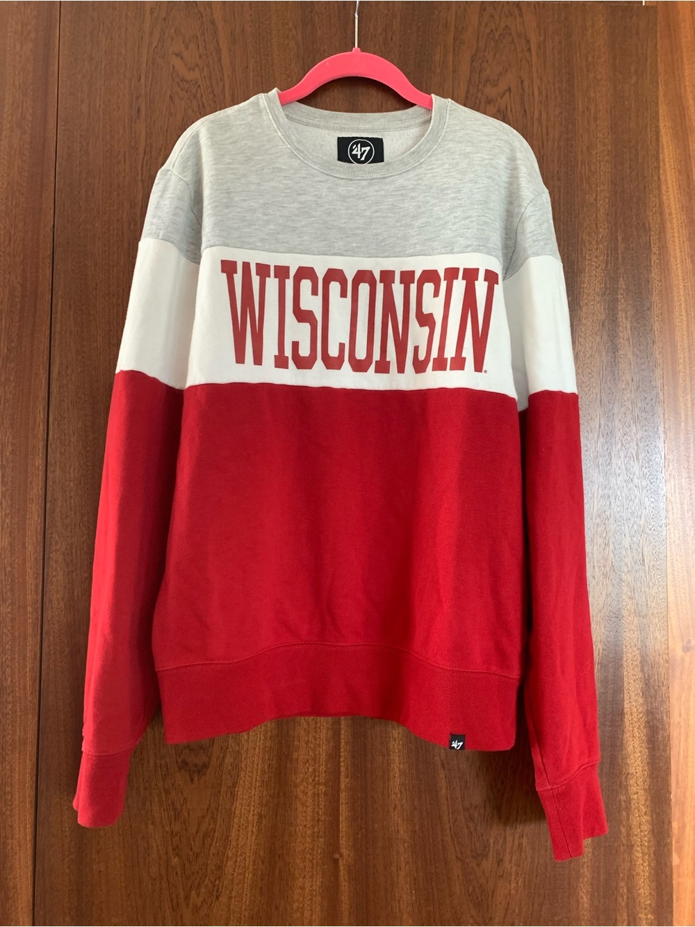 47 Wisconsin Heather Gray White Red Crewneck Sweatshirt